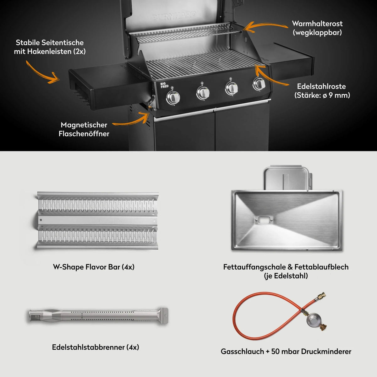 Burnhard Big FRED Base Gasgrill 4 - Brenner Basic mit Edelstahlrost Series 4 - grillstir.comBurnhard Big FRED Base Gasgrill 4 - Brenner Basic mit Edelstahlrost Series 4Burnhardgrillstir.com