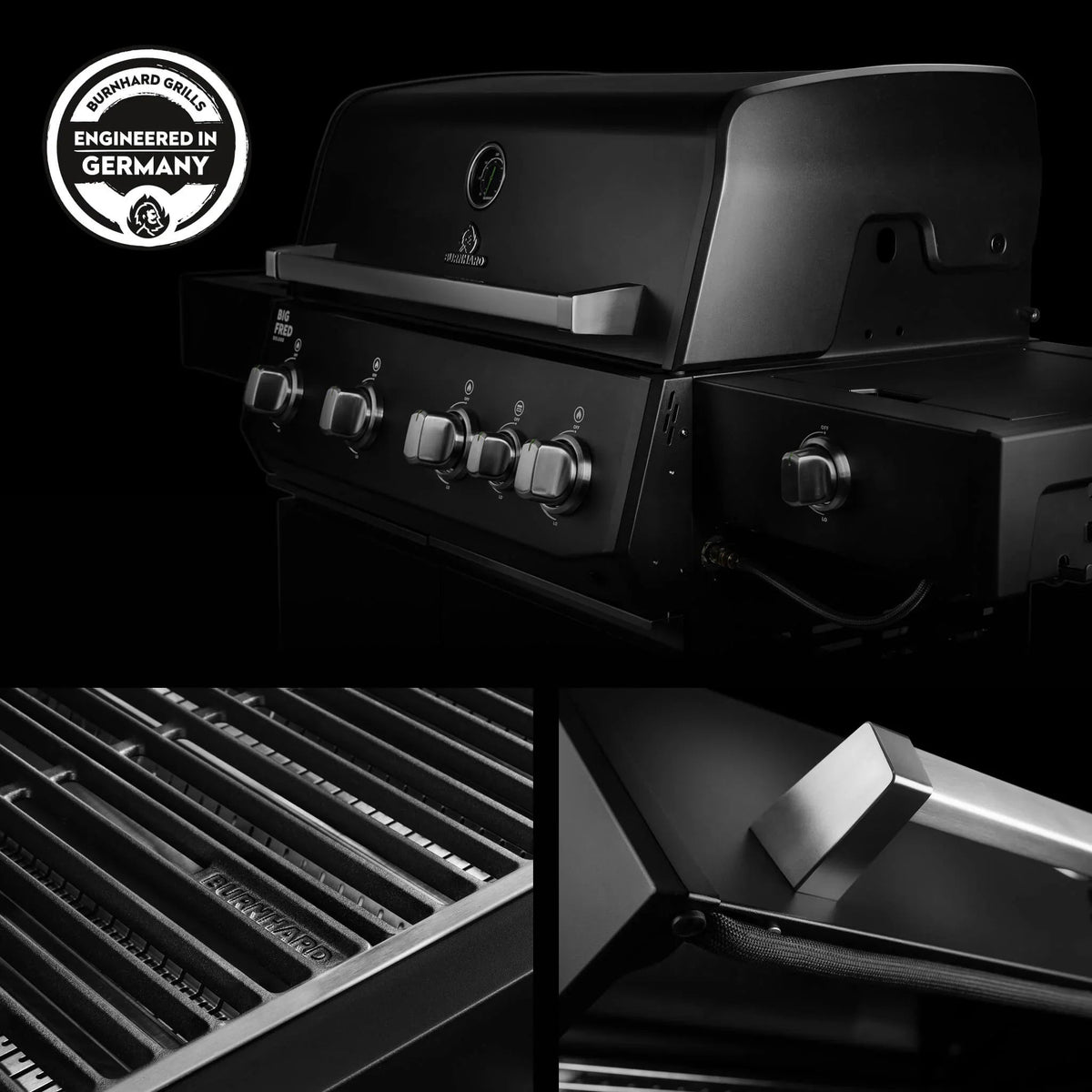 Burnhard Big FRED Deluxe+ Gasgrill Black Edition 4 - Brenner mit Edelstahlrost Series 4 - grillstir.comBurnhard Big FRED Deluxe+ Gasgrill Black Edition 4 - Brenner mit Edelstahlrost Series 4Burnhardgrillstir.com