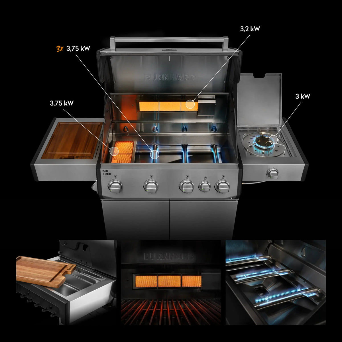 Burnhard Big FRED Deluxe Gasgrill Edelstahl 4 - Brenner mit Edelstahlrost Series 4 - grillstir.comBurnhard Big FRED Deluxe Gasgrill Edelstahl 4 - Brenner mit Edelstahlrost Series 4Burnhardgrillstir.com