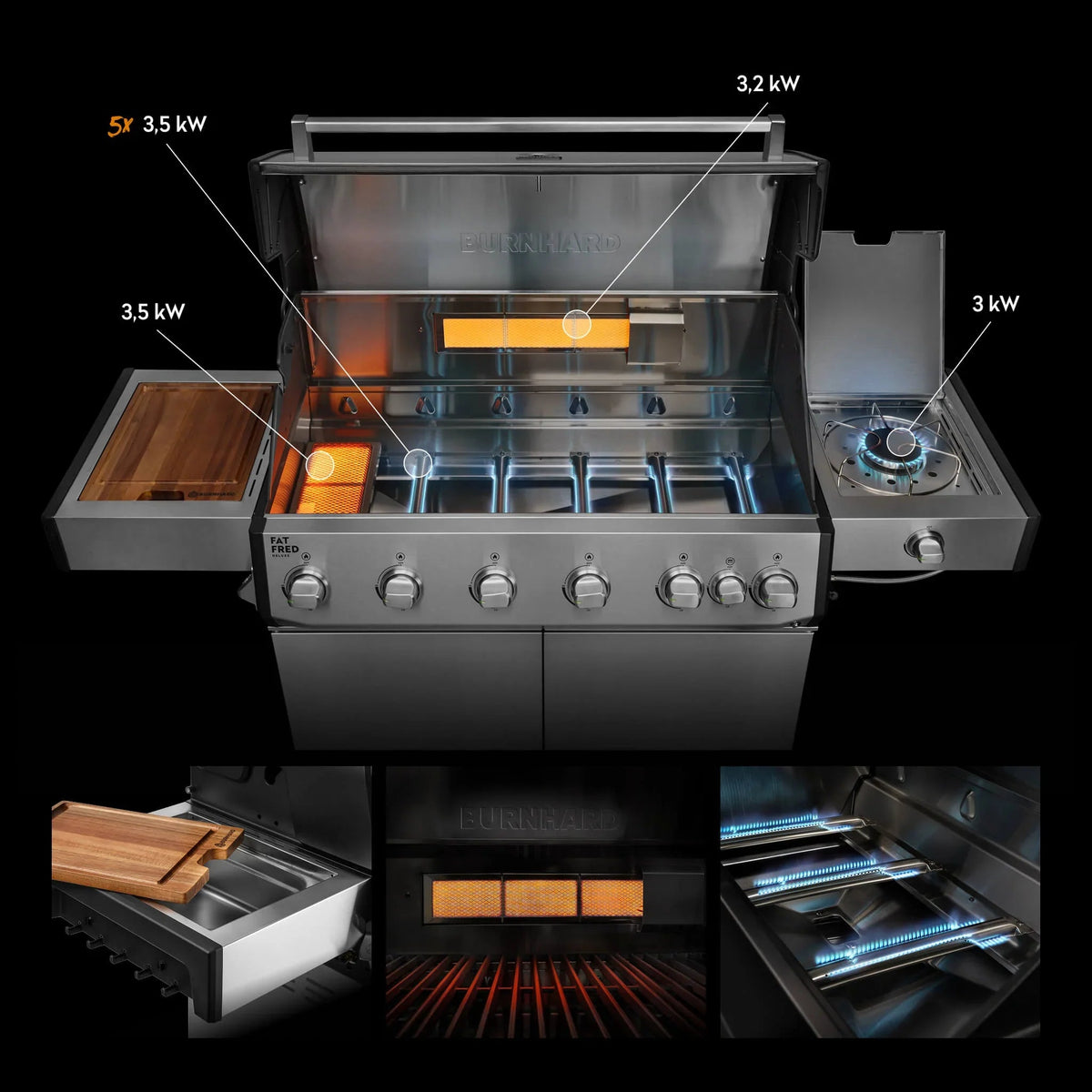 Burnhard Fat FRED Deluxe Gasgrill 6 - Brenner Edelstahl mit Edelstahlrost Series 4 - grillstir.comBurnhard Fat FRED Deluxe Gasgrill 6 - Brenner Edelstahl mit Edelstahlrost Series 4Burnhardgrillstir.com