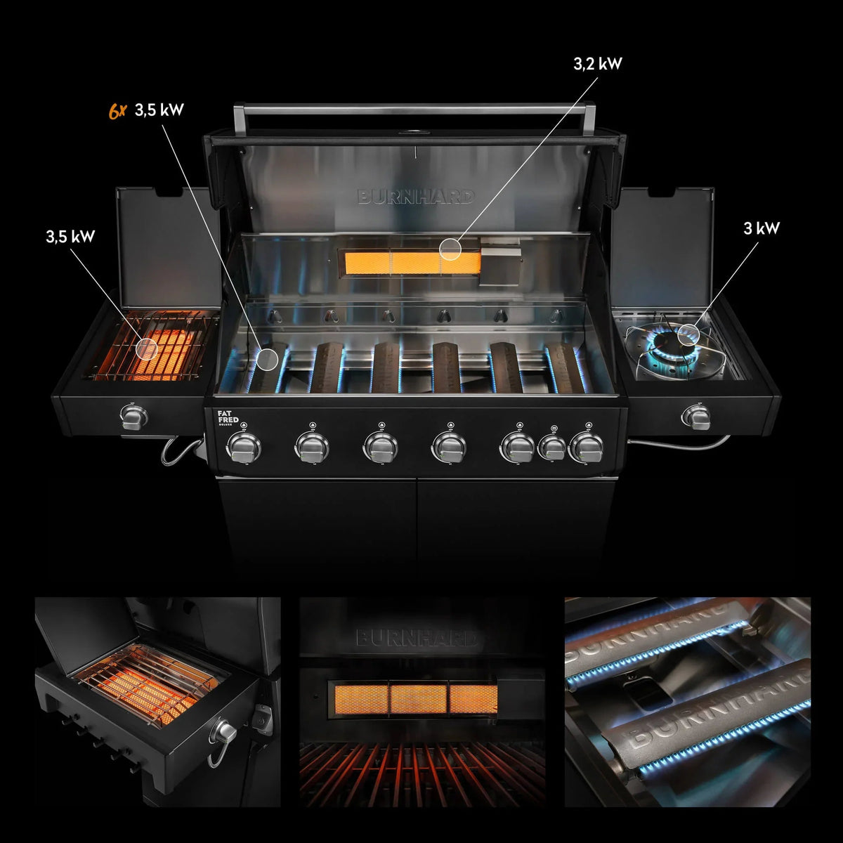 Burnhard Fat FRED Deluxe+ Gasgrill Black Edition 6 - Brenner mit Gusseisenrost (Series 4) - grillstir.comBurnhard Fat FRED Deluxe+ Gasgrill Black Edition 6 - Brenner mit Gusseisenrost (Series 4)Burnhardgrillstir.com