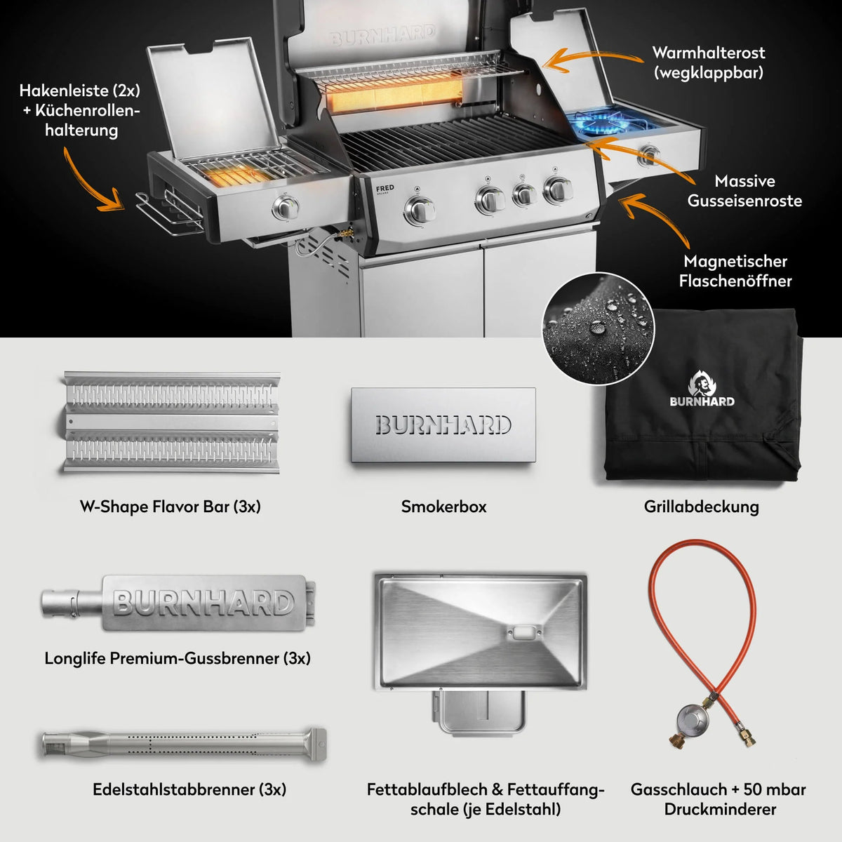 Burnhard FRED Deluxe+ Edelstahl mit Gussrosten (Series 4) - grillstir.comBurnhard FRED Deluxe+ Edelstahl mit Gussrosten (Series 4)GrillBurnhardgrillstir.com