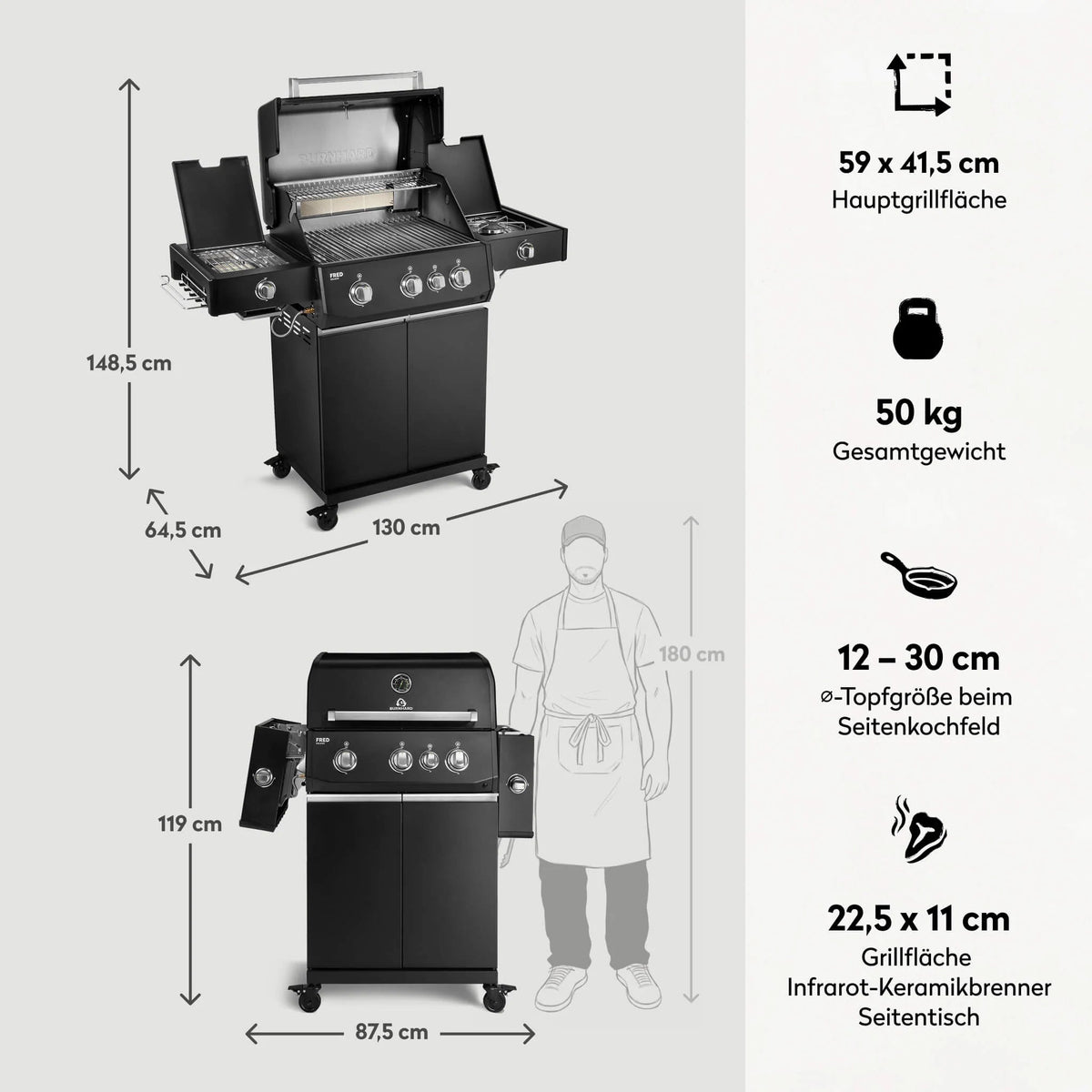 Burnhard FRED Deluxe+ Schwarz mit Edelstahlrosten - grillstir.comBurnhard FRED Deluxe+ Schwarz mit EdelstahlrostenGrillBurnhardgrillstir.com