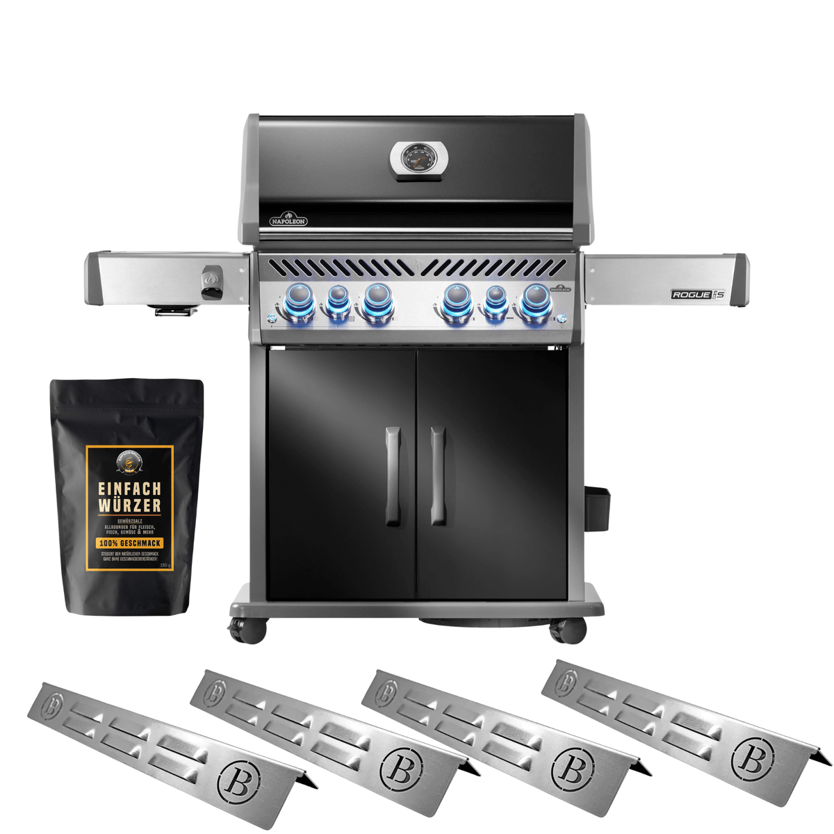Einfach Grillen Bundle - Napoleon Napoleon Rogue PRO - S 525 schwarz inkl. Einfach Würzer und BABOSSA Flammschutzblechen - grillstir.comEinfach Grillen Bundle - Napoleon Napoleon Rogue PRO - S 525 schwarz inkl. Einfach Würzer und BABOSSA FlammschutzblechenGrillbundleEinfach Grillengrillstir.com