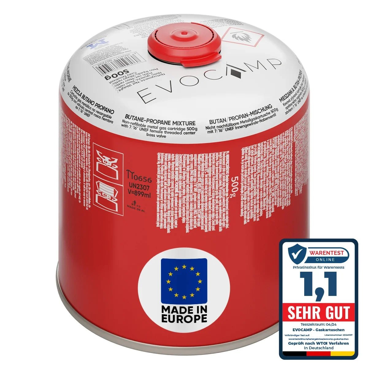 EVOCAMP Gaskartusche, 500g mit Schraubventil Butan/Propan - grillstir.comEVOCAMP Gaskartusche, 500g mit Schraubventil Butan/PropanEvocampgrillstir.com