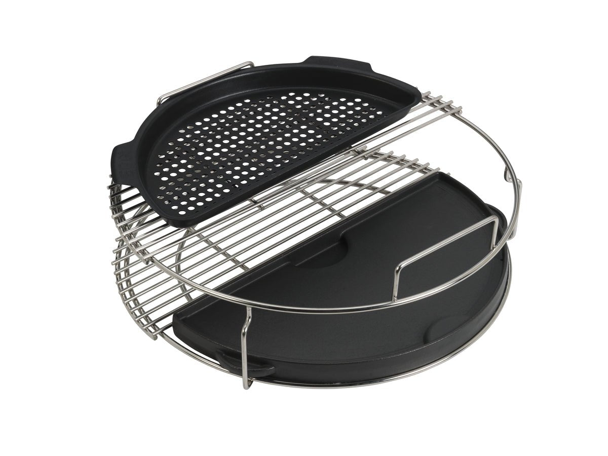 Gelochte halbrunde Grillplatte für den EGGspander XLarge - grillstir.comGelochte halbrunde Grillplatte für den EGGspander XLargeBig Green Egggrillstir.com