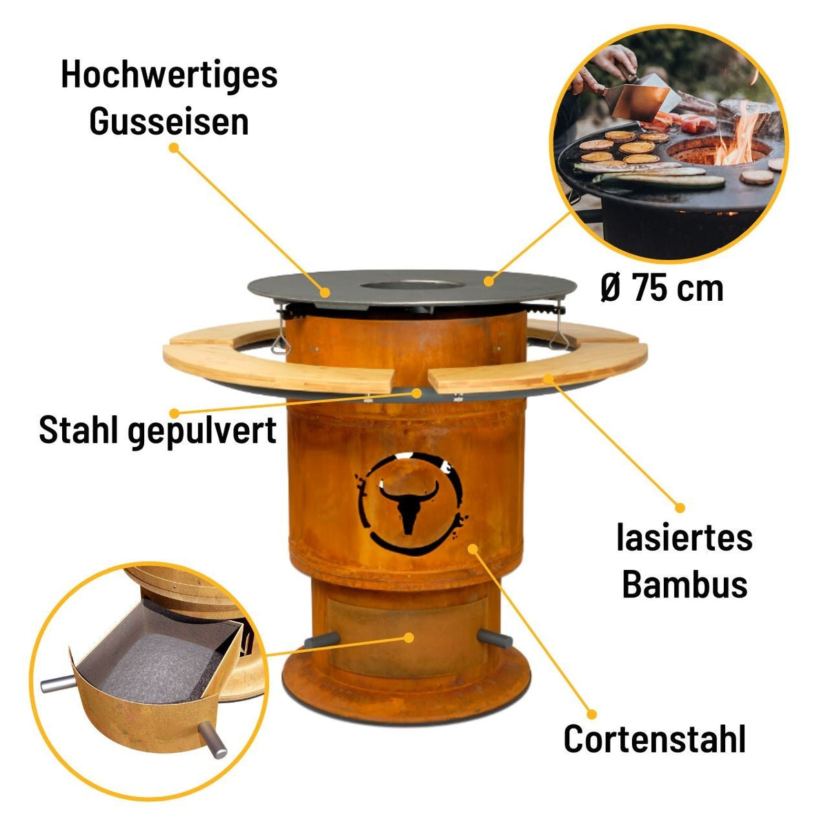 Moesta Bandit FirePlace inkl. lasierten Bambus Ablagen & BBQ - Disk - grillstir.comMoesta Bandit FirePlace inkl. lasierten Bambus Ablagen & BBQ - DiskMoestagrillstir.com195064260664772156