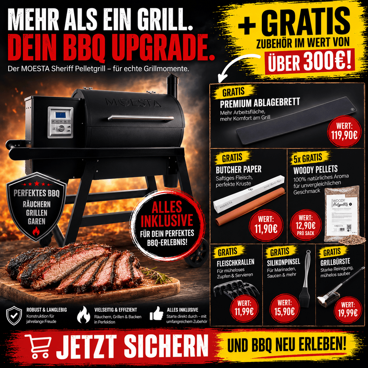 Moesta Sheriff Pelletgrill 2.0 Bundle inkl. schwarzem Ablagebrett, Pellets uvm. - grillstir.comMoesta Sheriff Pelletgrill 2.0 Bundle inkl. schwarzem Ablagebrett, Pellets uvm.Moestagrillstir.com