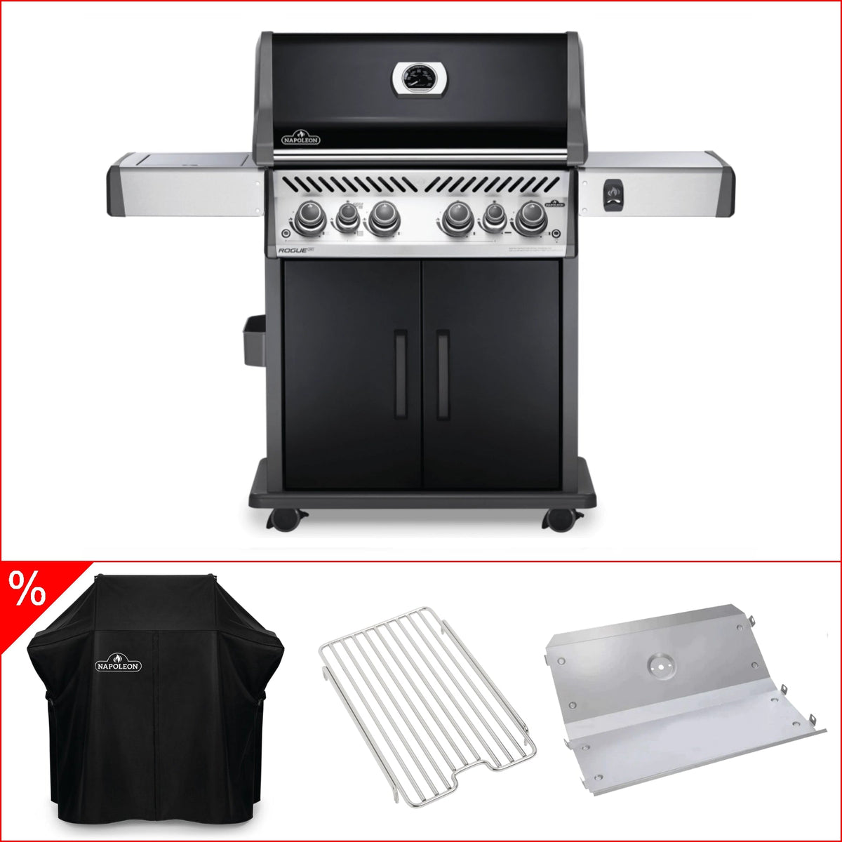 Napoleon Rogue SE 525 Vorteilsbundle mit Abdeckhaube, Babossa Hitzeschild und Edelstahlrost für Sizzle Zone - grillstir.comNapoleon Rogue SE 525 Vorteilsbundle mit Abdeckhaube, Babossa Hitzeschild und Edelstahlrost für Sizzle ZoneNapoleongrillstir.comRSE525RSIBPK - 1 - DE - A_61527_S83012_525
