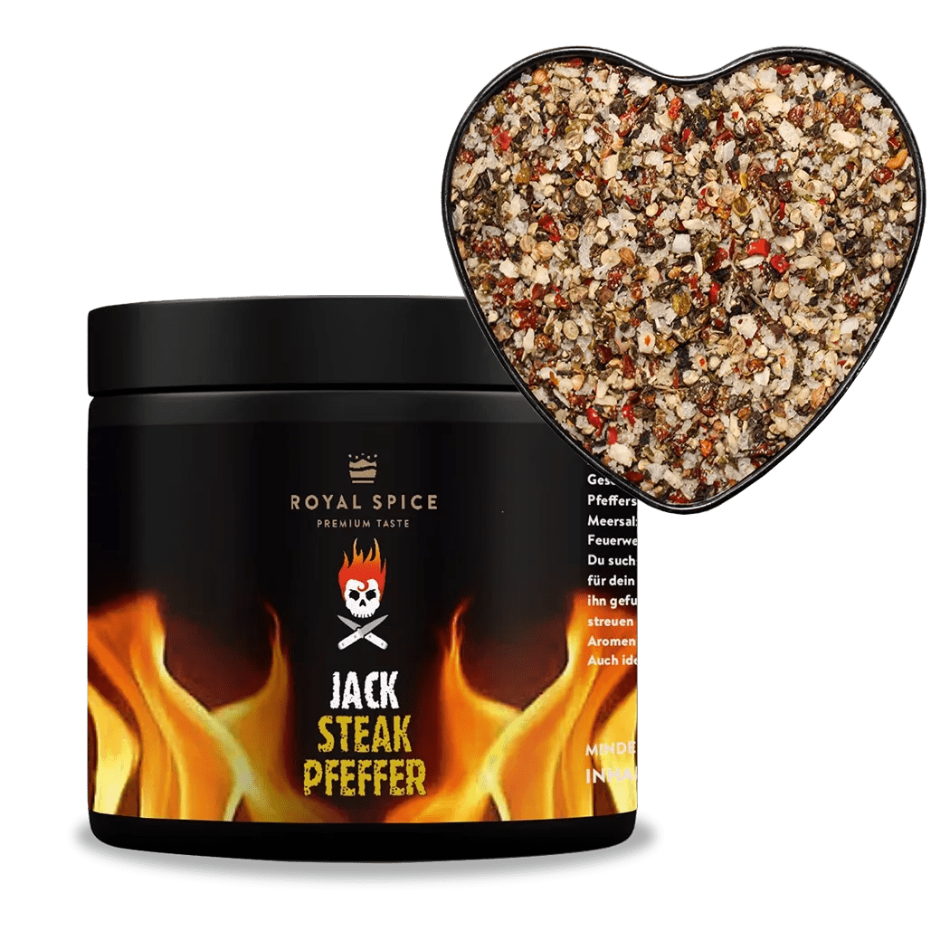 Royal Spice Jack Steakpfeffer Gewürzzubereitung, 270g Dose - grillstir.comRoyal Spice Jack Steakpfeffer Gewürzzubereitung, 270g DoseGewürzeRoyal Spicegrillstir.com