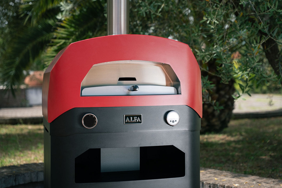 Alfa Forni EVO Hybrid-Pizzaofen Flüssiggas (LPG)/Holz, Rubin Rot - grillstir.comAlfa Forni EVO Hybrid-Pizzaofen Flüssiggas (LPG)/Holz, Rubin RotPizzaofenAlfa Fornigrillstir.com