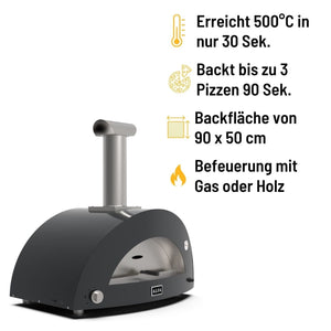 Alfa Moderno 3Pizze, Ardesia Grey Hybrid - grillstir.comAlfa Moderno 3Pizze, Ardesia Grey HybridAlfa Fornigrillstir.comFXMD - 3P - GGRA8056471416682