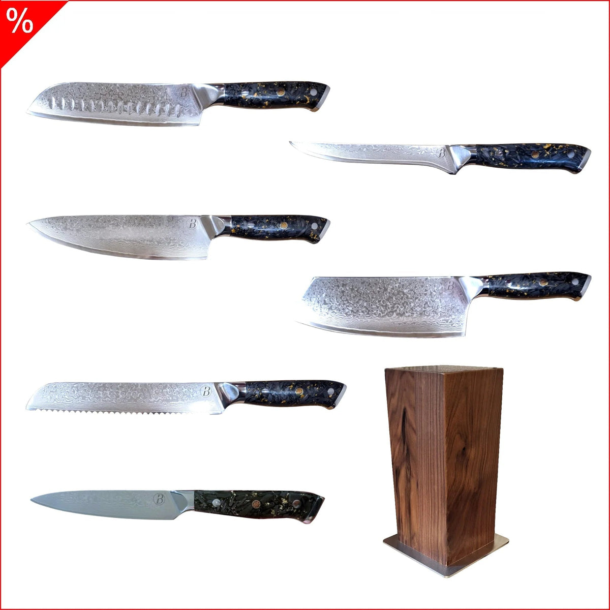 Babossa "Aurum Noir" 6 - teiliges Messerset mit Messerblock - grillstir.comBabossa "Aurum Noir" 6 - teiliges Messerset mit MesserblockBabossagrillstir.com