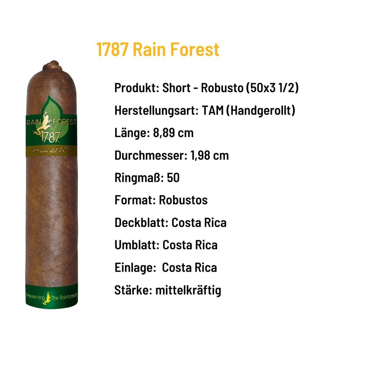 Brun del Ré - 1787 Rain Forest Short Robusto - Costa Rica - grillstir.comBrun del Ré - 1787 Rain Forest Short Robusto - Costa RicaBrun del Régrillstir.com300113800170602564