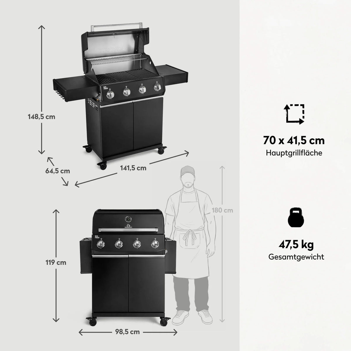 Burnhard Big FRED Base Gasgrill 4 - Brenner Basic mit Gusseisenrost Series 4 - grillstir.comBurnhard Big FRED Base Gasgrill 4 - Brenner Basic mit Gusseisenrost Series 4Burnhardgrillstir.com