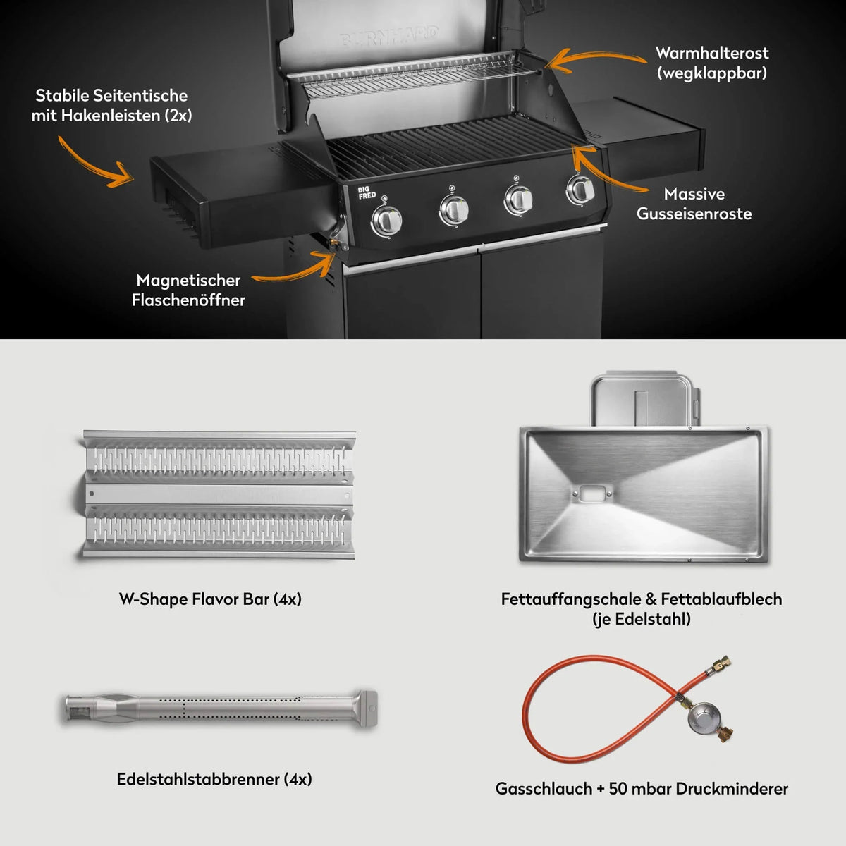 Burnhard Big FRED Base Gasgrill 4 - Brenner Basic mit Gusseisenrost Series 4 - grillstir.comBurnhard Big FRED Base Gasgrill 4 - Brenner Basic mit Gusseisenrost Series 4Burnhardgrillstir.com