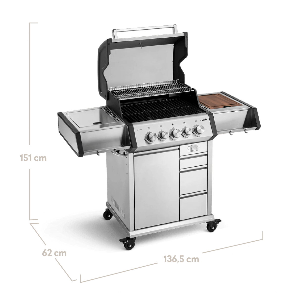 Burnhard EARL Premium - Gasgrill 3 - Brenner Edelstahl mit Gusseisenrost - grillstir.comBurnhard EARL Premium - Gasgrill 3 - Brenner Edelstahl mit GusseisenrostGrillBurnhardgrillstir.com