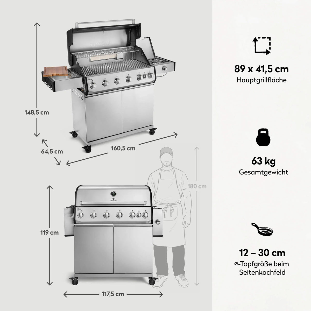Burnhard Fat FRED Deluxe Gasgrill 6 - Brenner Edelstahl mit Edelstahlrost Series 4 - grillstir.comBurnhard Fat FRED Deluxe Gasgrill 6 - Brenner Edelstahl mit Edelstahlrost Series 4Burnhardgrillstir.com