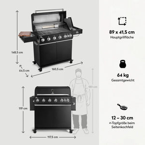 Burnhard Fat FRED Deluxe Gasgrill Black Edition 6 - Brenner mit Edelstahlrost (Series 4) - grillstir.comBurnhard Fat FRED Deluxe Gasgrill Black Edition 6 - Brenner mit Edelstahlrost (Series 4)Burnhardgrillstir.com