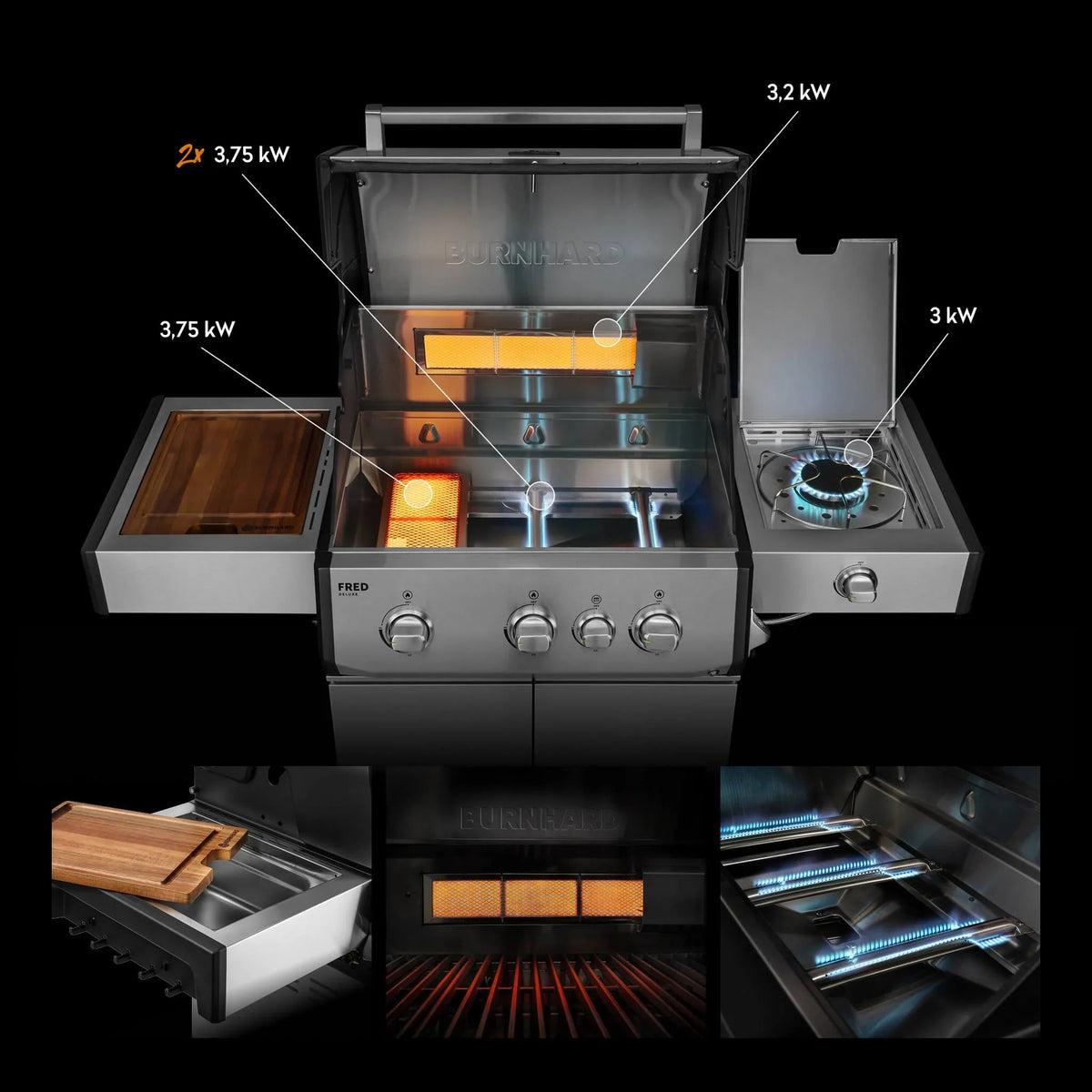 Burnhard FRED Deluxe Gasgrill 3 - Brenner Edelstahl mit Edelstahlrost Series 4 - grillstir.comBurnhard FRED Deluxe Gasgrill 3 - Brenner Edelstahl mit Edelstahlrost Series 4Burnhardgrillstir.com