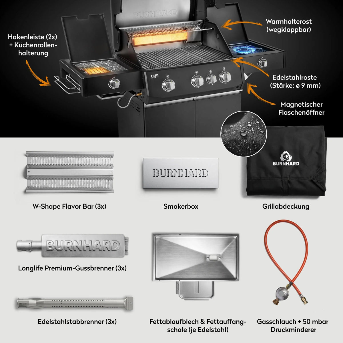 Burnhard FRED Deluxe+ Schwarz mit Edelstahlrosten - grillstir.comBurnhard FRED Deluxe+ Schwarz mit EdelstahlrostenGrillBurnhardgrillstir.com