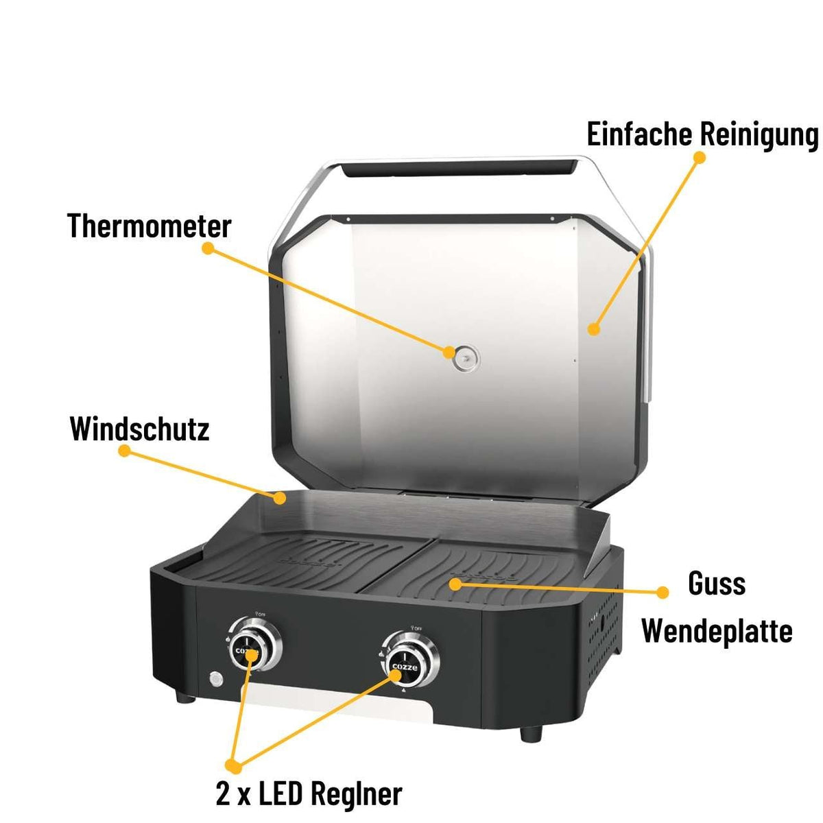 Cozze Plancha 600, 2 Brenner, 6,4kW inklusive Druckminderer und Schlauch, Wendbare Gussplatte - grillstir.comCozze Plancha 600, 2 Brenner, 6,4kW inklusive Druckminderer und Schlauch, Wendbare GussplatteCOZZEgrillstir.comco_905155708614905159