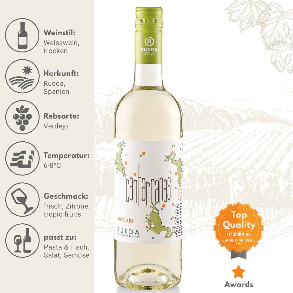 Cuatro Rayas "Cantarranas Verdejo DO" Weißwein - grillstir.comCuatro Rayas "Cantarranas Verdejo DO" WeißweinCuatro Rayasgrillstir.com2034008414219063213