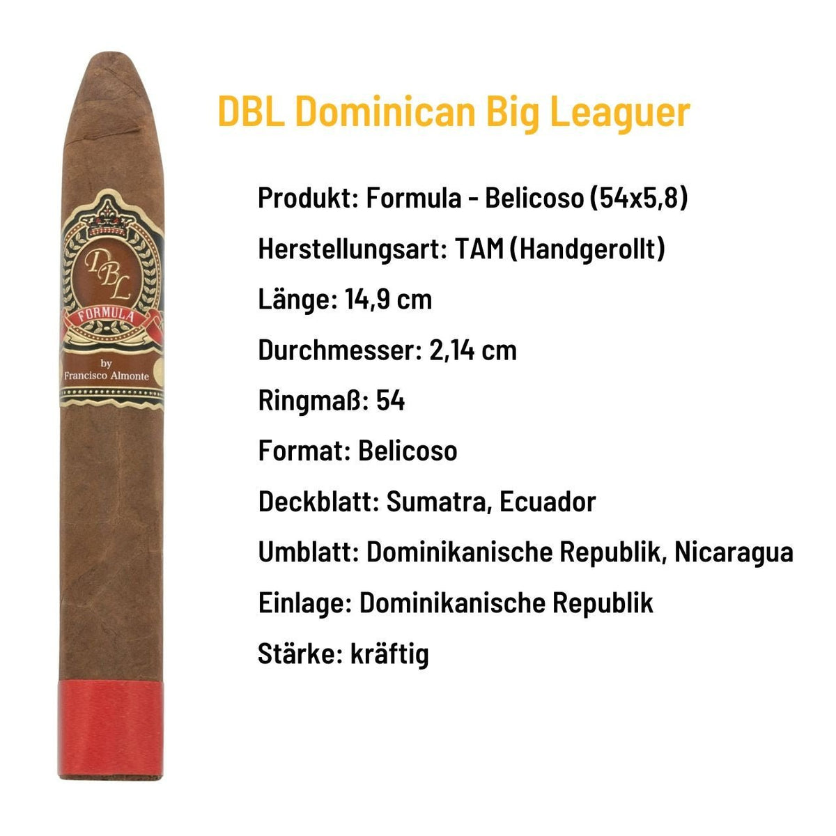 DBL Dominican Big Leaguer - Formula Belicoso - Dominikanische Republik - grillstir.comDBL Dominican Big Leaguer - Formula Belicoso - Dominikanische RepublikPasionpurogrillstir.com150183800170600751