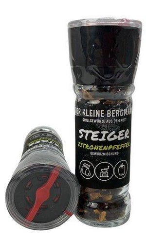 Der Kleine Bergmann Steiger Zitronenpfeffer, 40g Mühle - grillstir.comDer Kleine Bergmann Steiger Zitronenpfeffer, 40g MühleDer kleine Bergmanngrillstir.com
