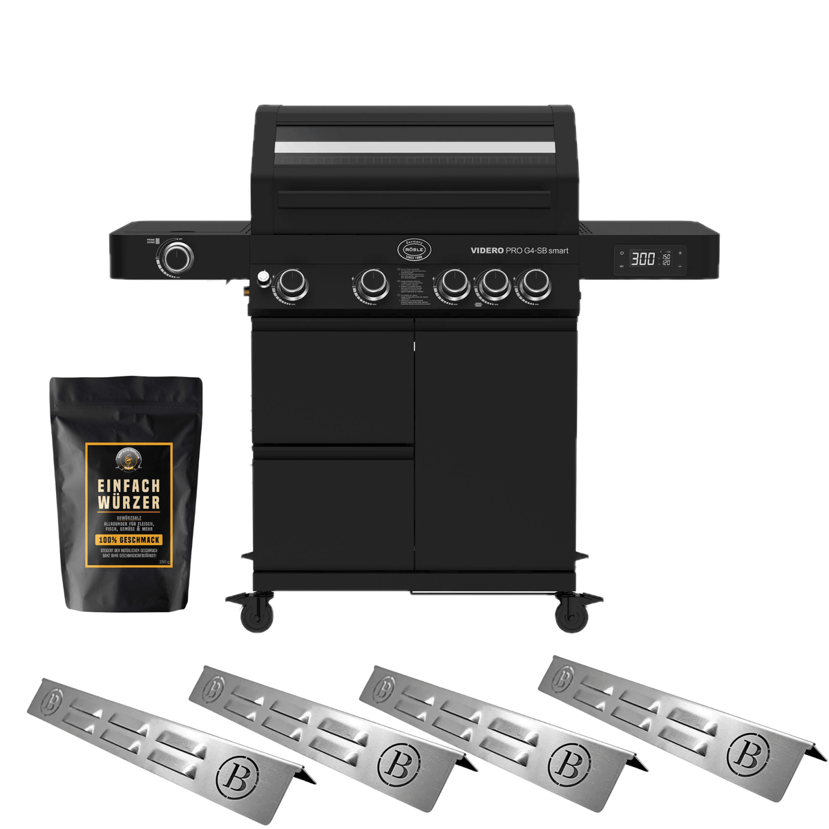 Einfach Grillen Bundle - Rösle Videro Pro G4 - SB inkl. Einfach Würzer und BABOSSA Flammschutzblechen - grillstir.comEinfach Grillen Bundle - Rösle Videro Pro G4 - SB inkl. Einfach Würzer und BABOSSA FlammschutzblechenGrillbundleEinfach Grillengrillstir.com