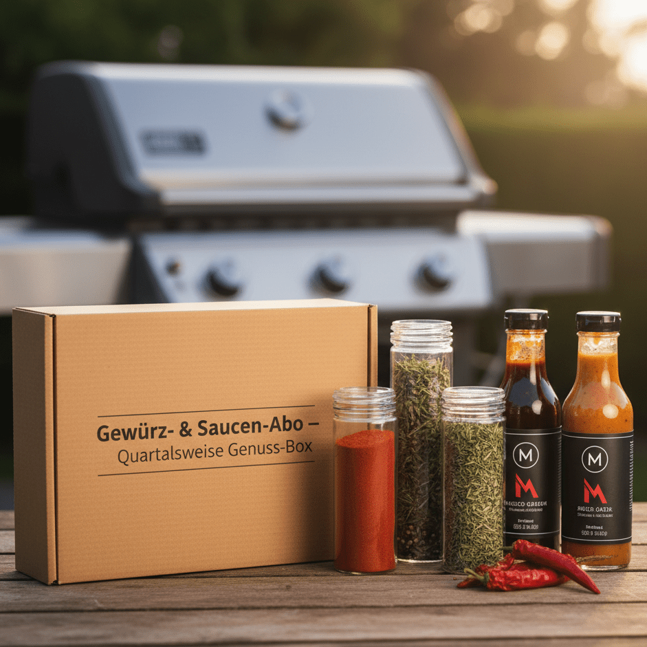 Gewürz - & Saucen Probierset | Quartalsweise Genuss - Box für dein BBQ - grillstir.comGewürz - & Saucen Probierset | Quartalsweise Genuss - Box für dein BBQGewürzMeat'n'Foodgrillstir.com