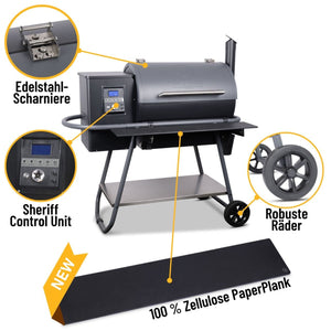 Moesta Sheriff Pelletgrill, inkl. Ablagebrett PaperPlank schwarz & Halterungen, 66 x 44 cm Grillfläche - grillstir.comMoesta Sheriff Pelletgrill, inkl. Ablagebrett PaperPlank schwarz & Halterungen, 66 x 44 cm GrillflächeMoestagrillstir.com198834260664772552