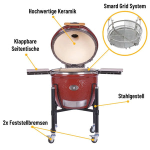 Monolith LeChef Pro - Serie 2.0 – RED mit Gestell, 55 cm Edelstahlrost, Glasfaserdichtung, Smart Grid System - grillstir.comMonolith LeChef Pro - Serie 2.0 – RED mit Gestell, 55 cm Edelstahlrost, Glasfaserdichtung, Smart Grid SystemMonolithgrillstir.com121030 - REDM4260444583385