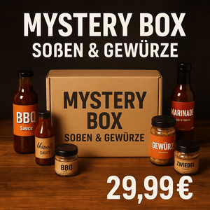 Mystery Box – Soßen & Gewürze im Wert von 60€ (MHD - Ware) - grillstir.comMystery Box – Soßen & Gewürze im Wert von 60€ (MHD - Ware)GewürzeGrillstargrillstir.com