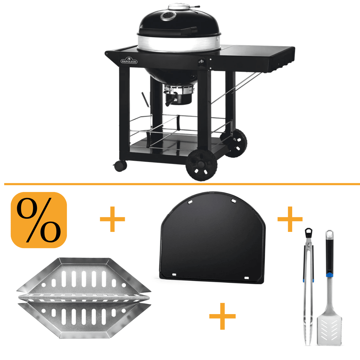 Napoleon Holzkohle-Kugelgrill, Ø57cm mit Unterwagen inkl. Gussplatte, Kohlekörbe & Besteckset - grillstir.comNapoleon Holzkohle-Kugelgrill, Ø57cm mit Unterwagen inkl. Gussplatte, Kohlekörbe & BestecksetNapoleongrillstir.com