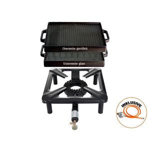 Paella World Hockerkocher - Set (klein) mit Gusseisengrillplatte 32 x 32 cm inkl. Gasschlauch & Regler - grillstir.comPaella World Hockerkocher - Set (klein) mit Gusseisengrillplatte 32 x 32 cm inkl. Gasschlauch & ReglerPaella Worldgrillstir.com3030+3232+66014041571303264