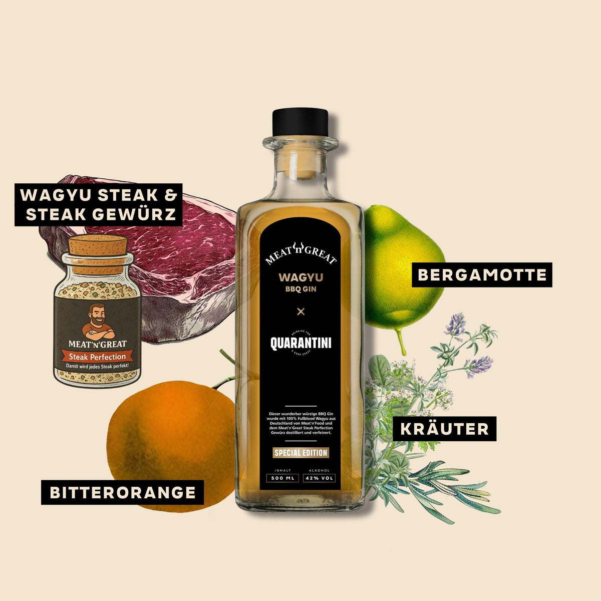 Quarantini × Meat'n'Great Wagyu BBQ Gin (nur 111 Packages) - grillstir.comQuarantini × Meat'n'Great Wagyu BBQ Gin (nur 111 Packages)AlkoholBABOSSAgrillstir.com