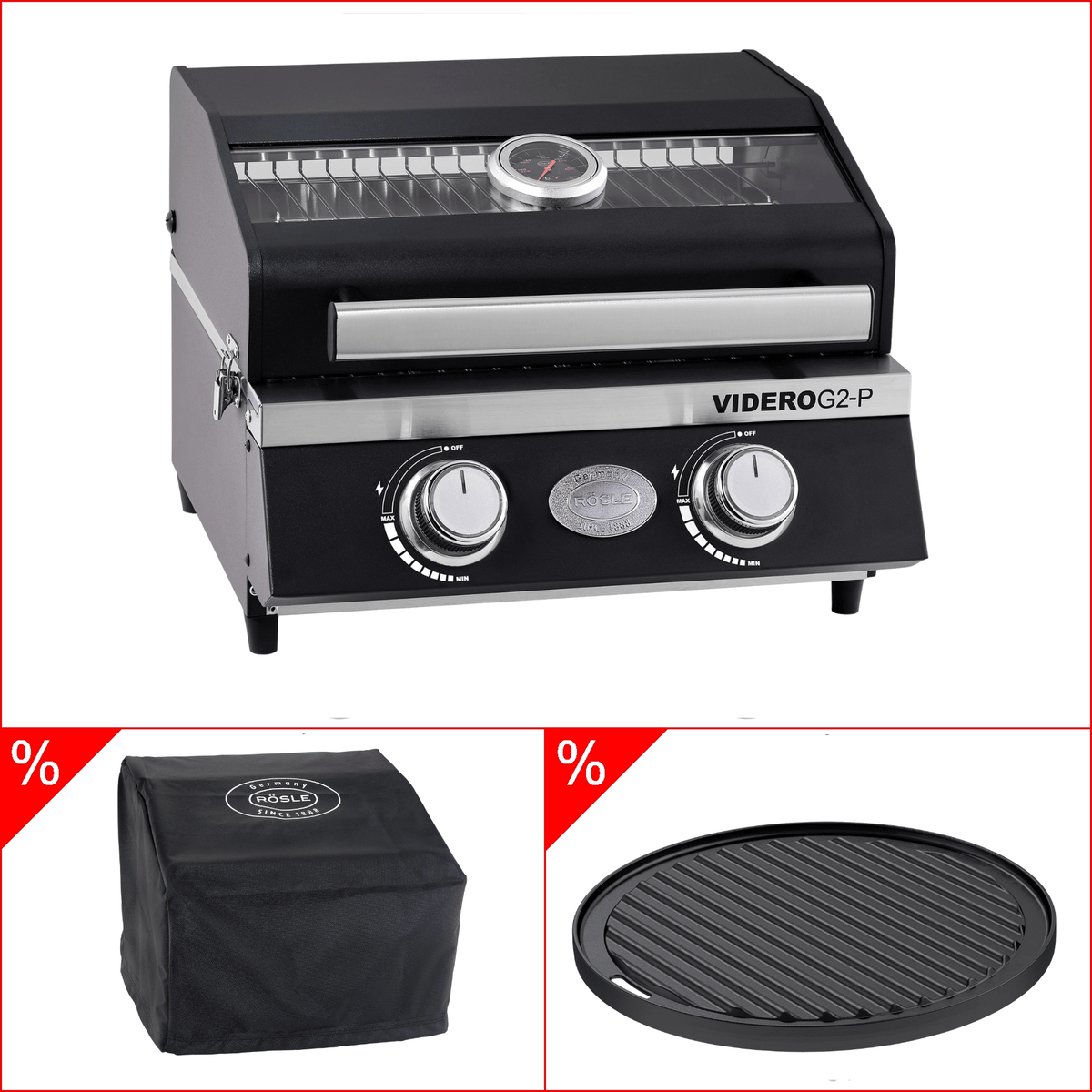 Rösle Gasgrill BBQ - Portable VIDERO G2 - P 30mbar inklusive Abdeckhaube und Grillplatte, rund - grillstir.comRösle Gasgrill BBQ - Portable VIDERO G2 - P 30mbar inklusive Abdeckhaube und Grillplatte, rundgrillstir.comgrillstir.com