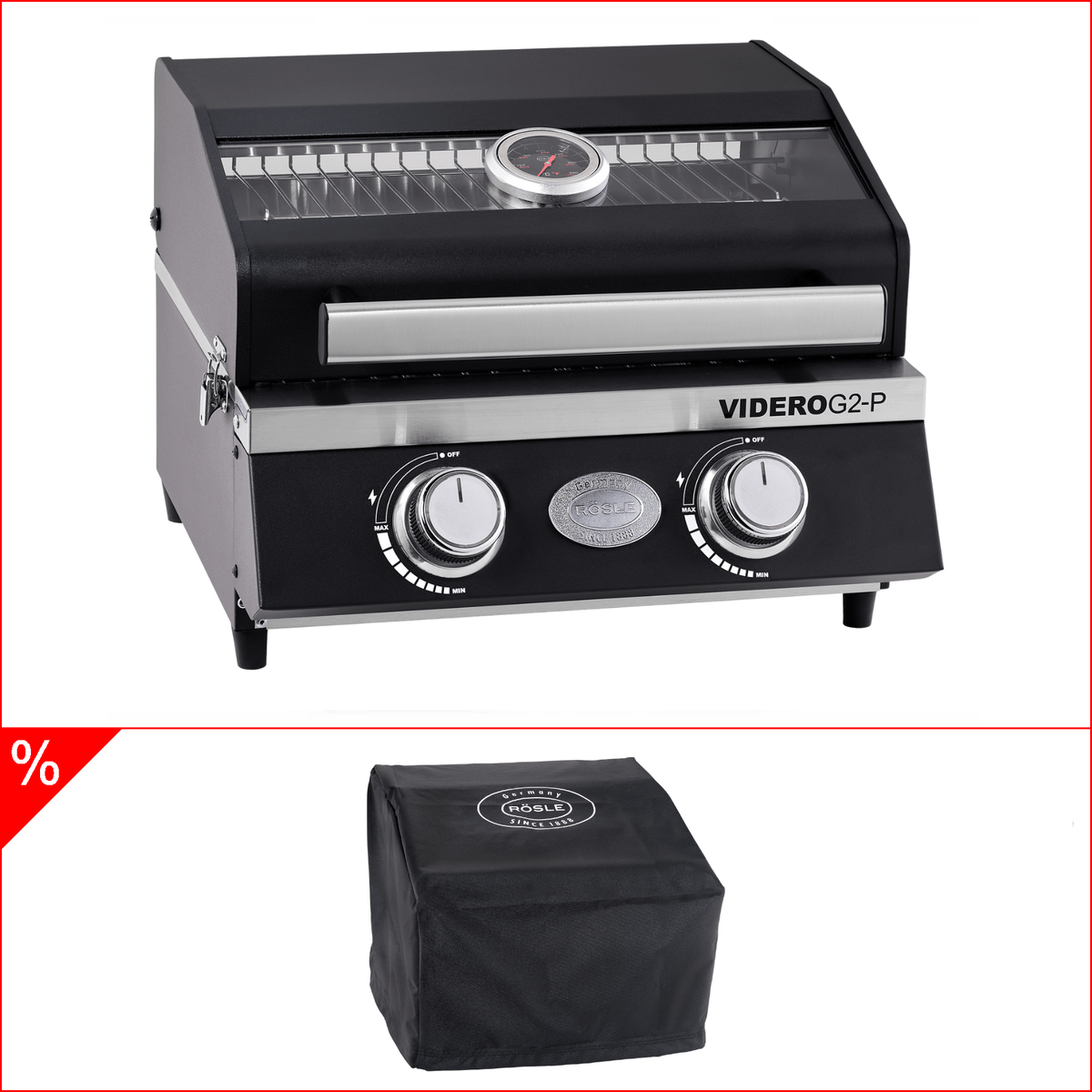 Rösle Gasgrill BBQ - Portable VIDERO G2 - P 30mbar inklusive Abdeckhaube - grillstir.comRösle Gasgrill BBQ - Portable VIDERO G2 - P 30mbar inklusive AbdeckhaubeGrillbundleRöslegrillstir.com