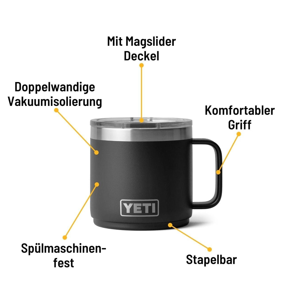 Yeti Rambler 14 oz (414 ml), Mug Black - grillstir.comYeti Rambler 14 oz (414 ml), Mug BlackYETIgrillstir.com